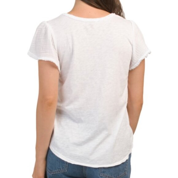 NWT Michael Stars Tate Fabric Mix Tee Supima Cotton M MSRP $98 - Picture 2 of 6